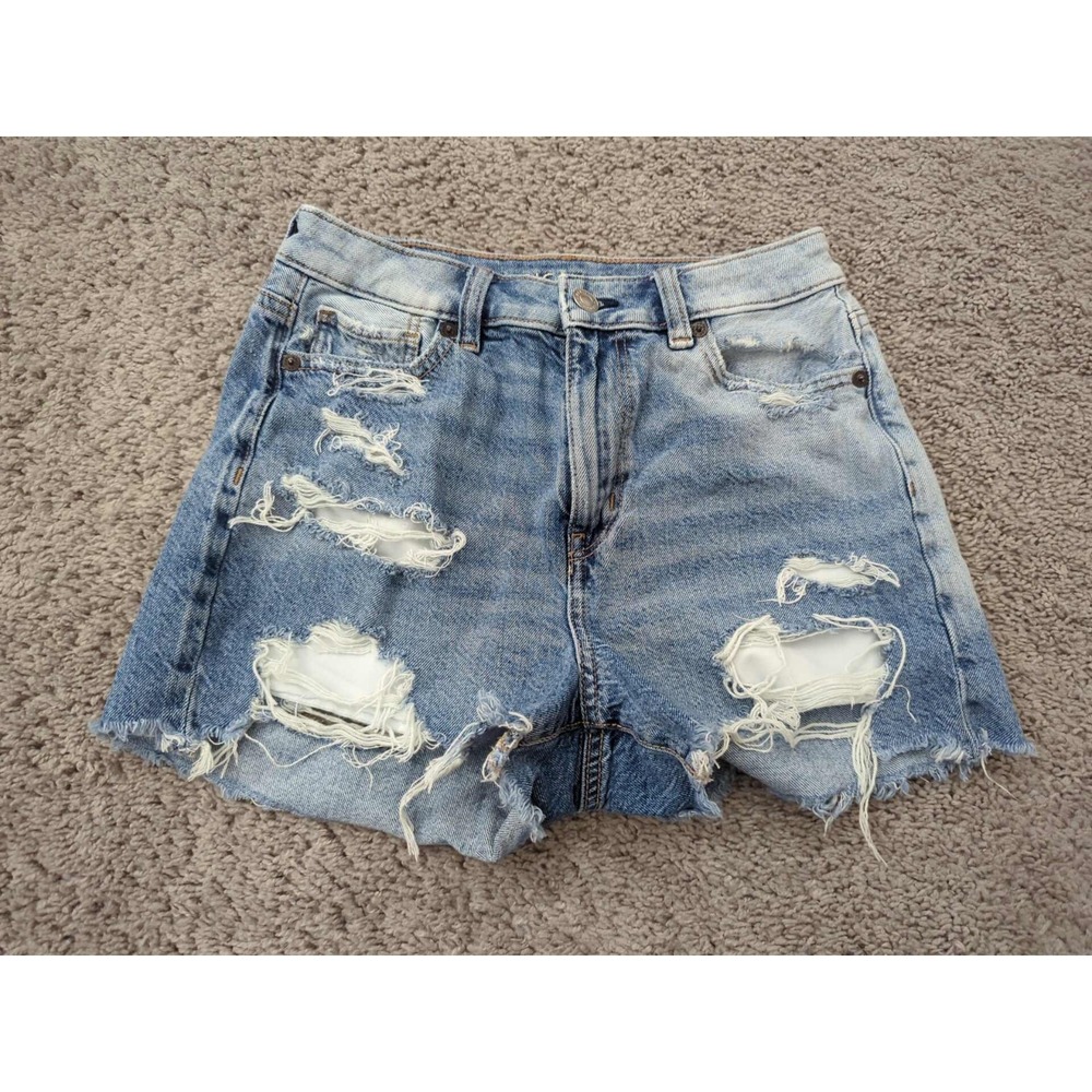American Eagle Denim Shorts Womens 0 Distressed Raw Hem 90s Rock Grunge